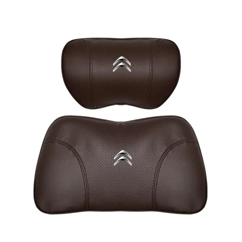 Suitable For Citroen Car Nappa Memory Foam Seat Headrest Lumbar Pillow Brown