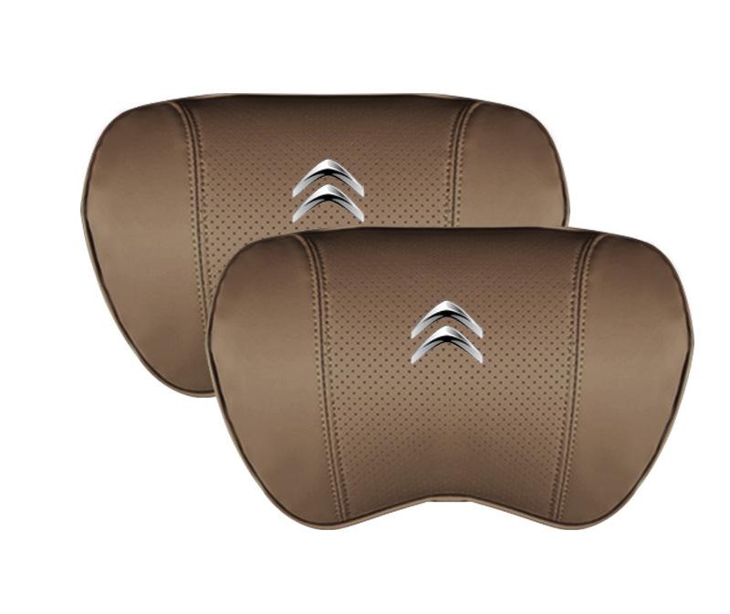 Suitable For Citroen Car Nappa Memory Foam Seat Headrest Lumbar Pillow Coffee Color