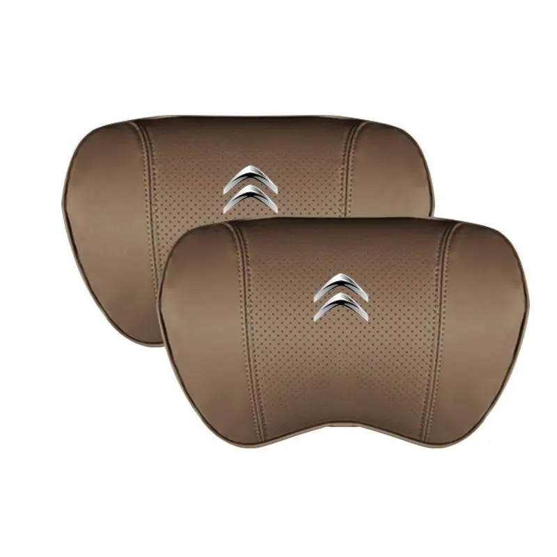 Suitable For Citroen Car Nappa Memory Foam Seat Headrest Lumbar Pillow Coffee Color