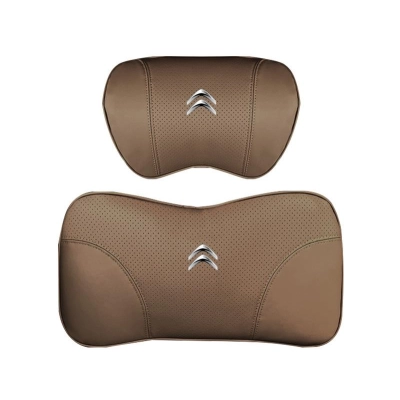 Suitable For Citroen Car Nappa Memory Foam Seat Headrest Lumbar Pillow Coffee Color 01
