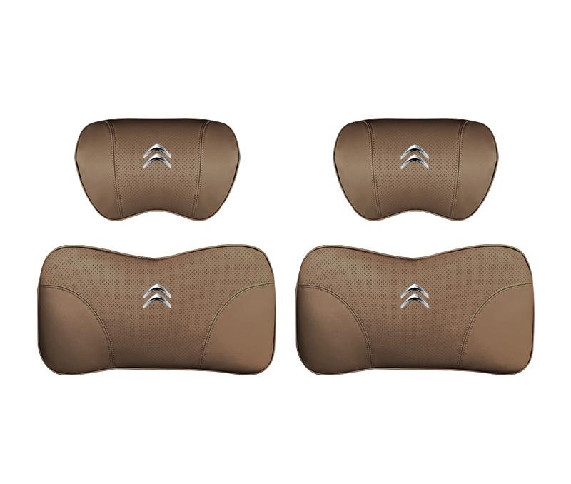Suitable For Citroen Car Nappa Memory Foam Seat Headrest Lumbar Pillow Coffee Color