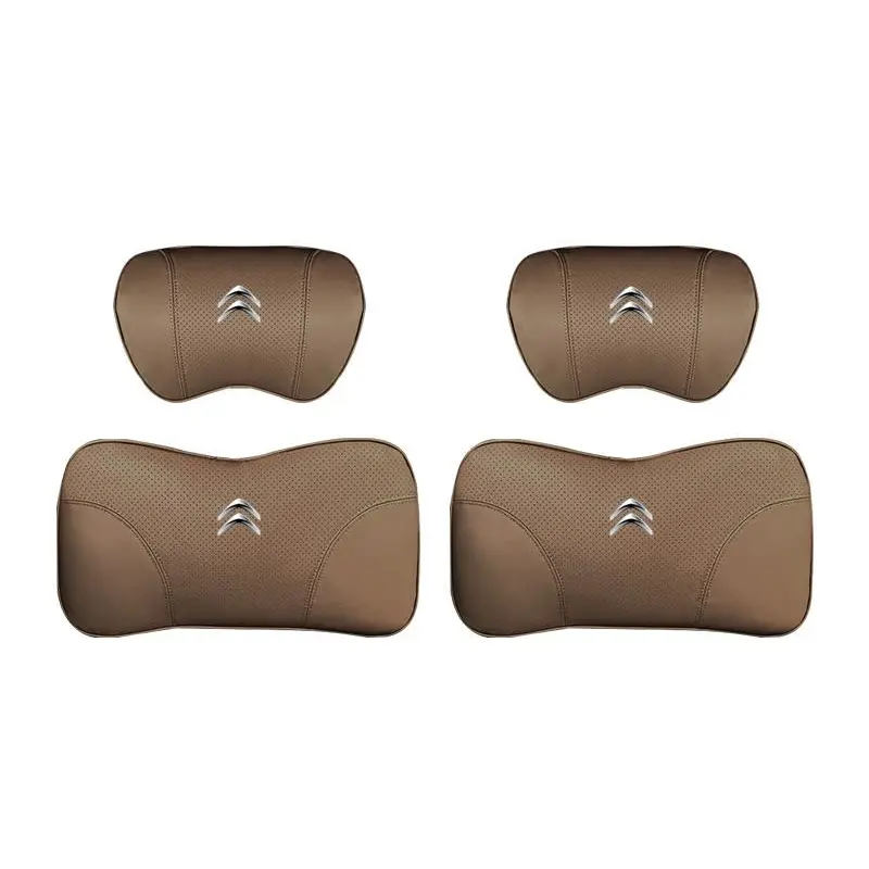 Suitable For Citroen Car Nappa Memory Foam Seat Headrest Lumbar Pillow Coffee Color