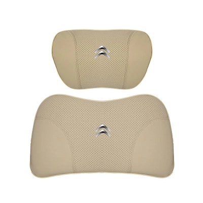 Suitable For Citroen Car Nappa Memory Foam Seat Headrest Lumbar Pillow Off-White 01