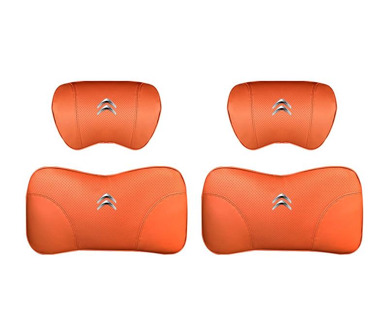 Suitable For Citroen Car Nappa Memory Foam Seat Headrest Lumbar Pillow Orange