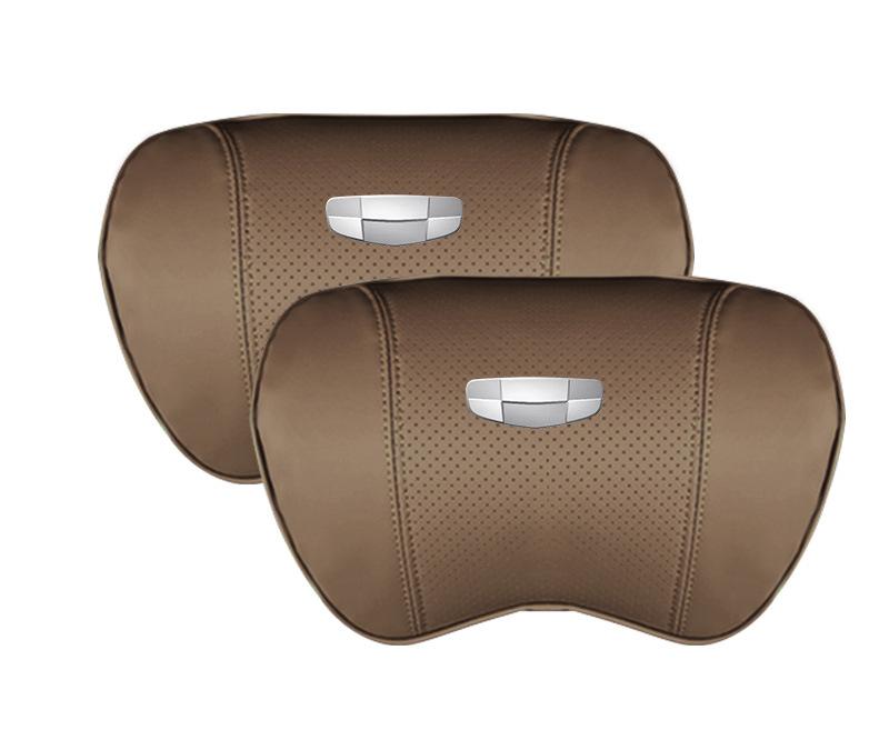 Suitable For Geometry Car Seat Headrest Lumbar Pillow Coffee Color