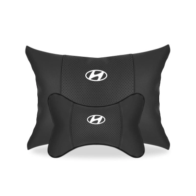 Suitable For Hyundai Car Seat Headrest Lumbar Pillow Black 01