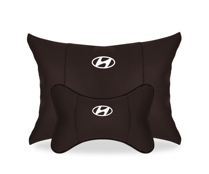 Suitable For Hyundai Car Seat Headrest Lumbar Pillow Mocha Brown