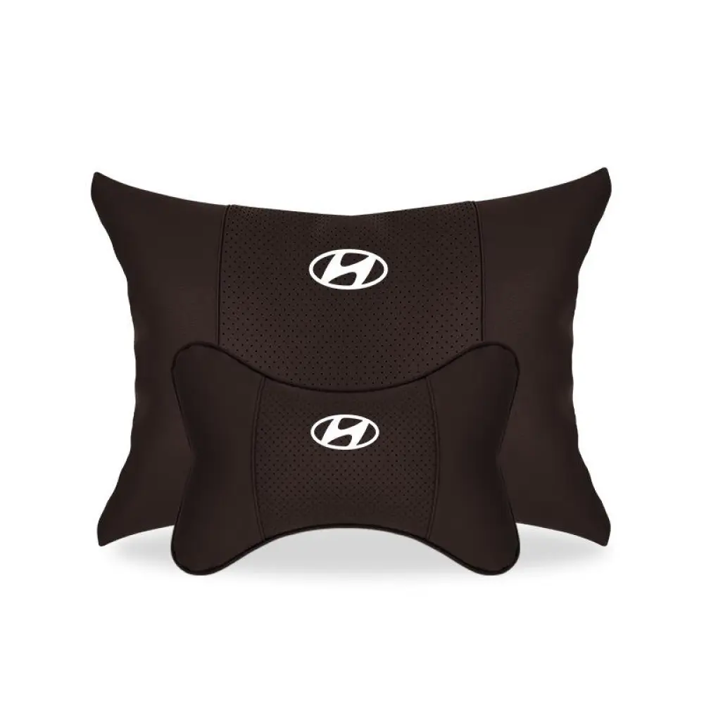 Suitable For Hyundai Car Seat Headrest Lumbar Pillow Mocha Brown