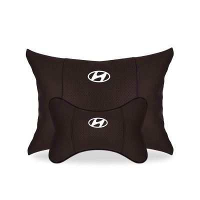 Suitable For Hyundai Car Seat Headrest Lumbar Pillow Mocha Brown 01