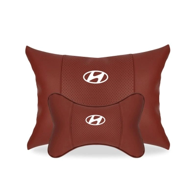 Suitable For Hyundai Car Seat Headrest Lumbar Pillow Wine Red 01