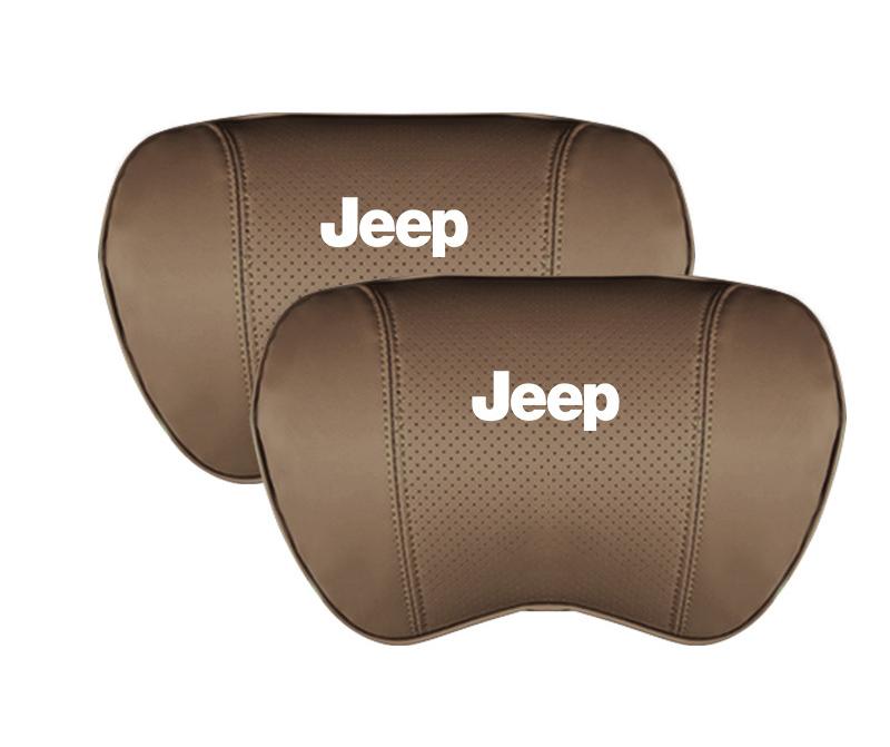 Suitable For Jeep Car Seat Headrest Lumbar Pillow Coffee Color