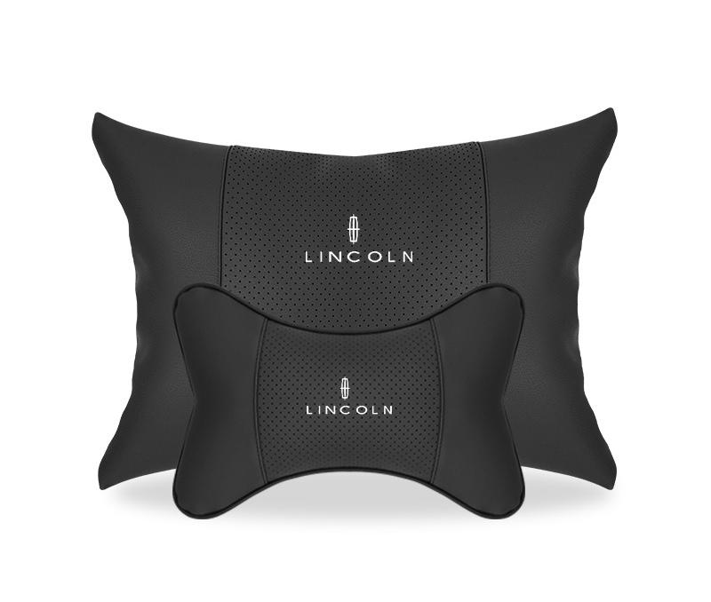 Suitable For Lincoln Car Seat Headrest Lumbar Pillow Black