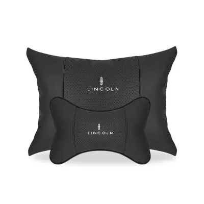 Suitable For Lincoln Car Seat Headrest Lumbar Pillow Black 01