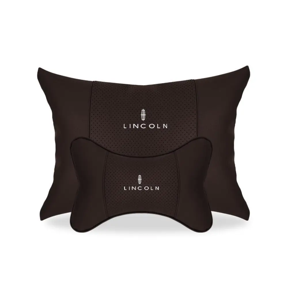 Suitable For Lincoln Car Seat Headrest Lumbar Pillow Mocha Brown