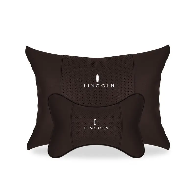 Suitable For Lincoln Car Seat Headrest Lumbar Pillow Mocha Brown