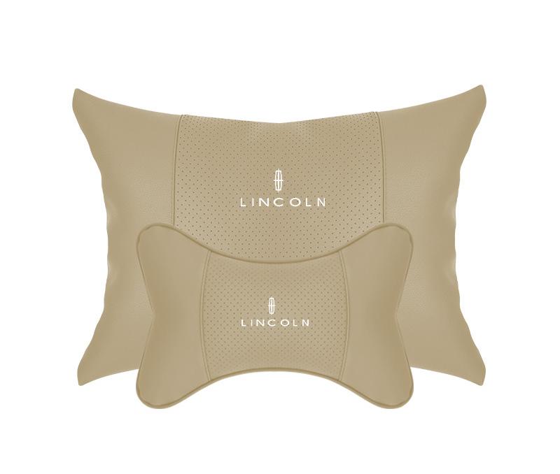 Suitable For Lincoln Car Seat Headrest Lumbar Pillow Off-White
