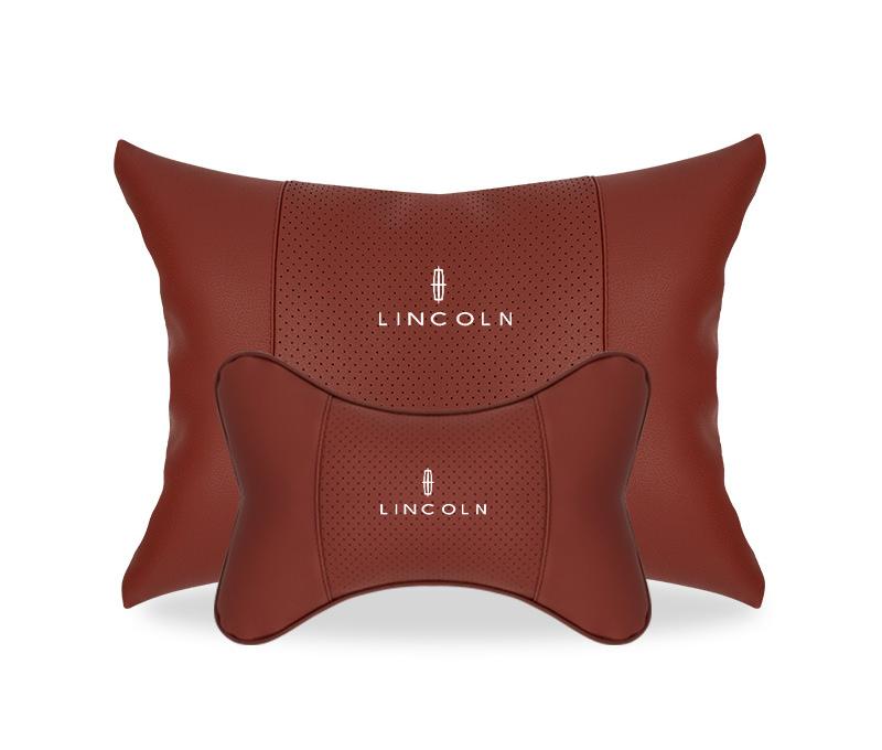 Suitable For Lincoln Car Seat Headrest Lumbar Pillow Wine Red