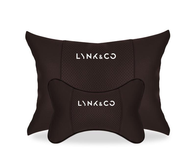 Suitable For Lynk & Co Car Seat Headrest And Lumbar Pillow Mocha Brown