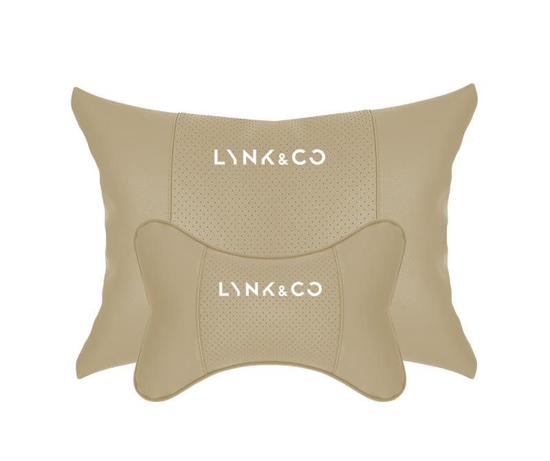 Suitable For Lynk & Co Car Seat Headrest And Lumbar Pillow Off-White