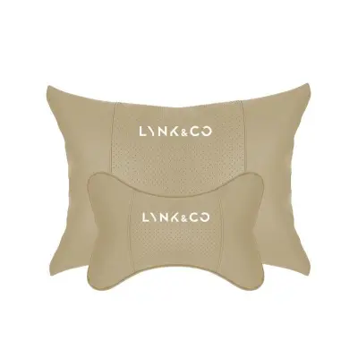 Suitable For Lynk & Co Car Seat Headrest And Lumbar Pillow Off-White 01