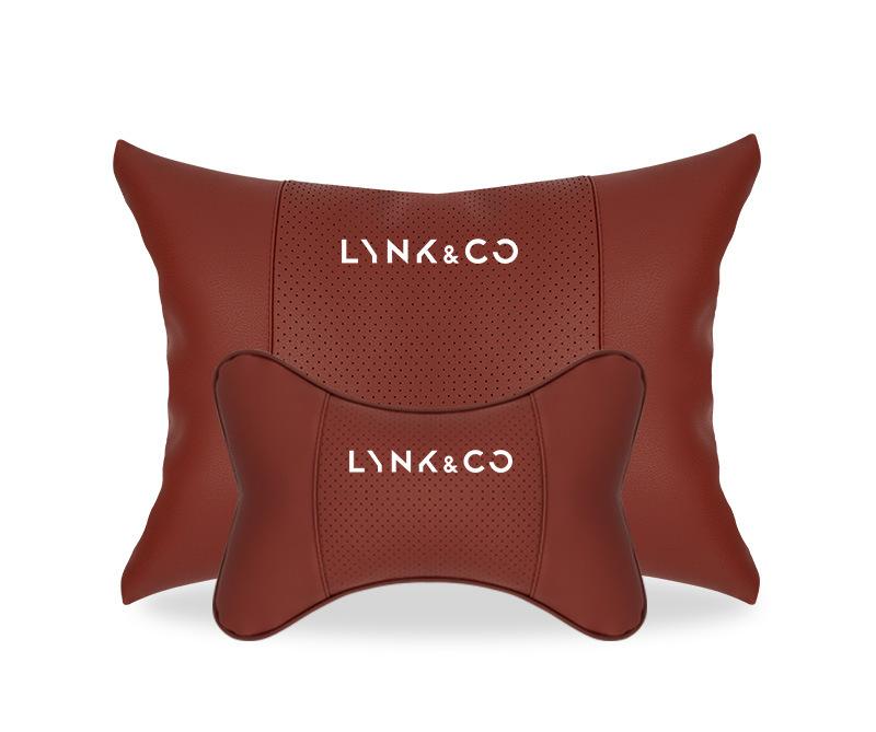 Suitable For Lynk & Co Car Seat Headrest And Lumbar Pillow Wine Red