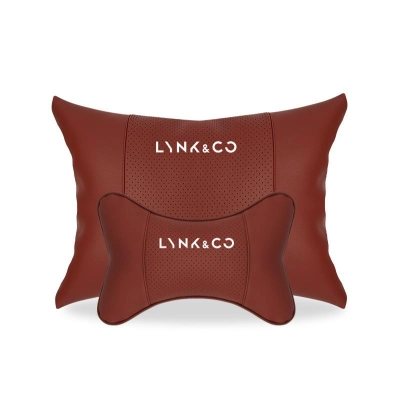 Suitable For Lynk & Co Car Seat Headrest And Lumbar Pillow Wine Red 01