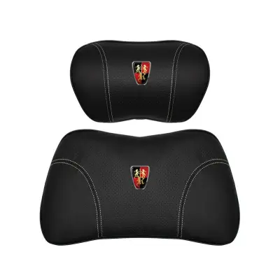 Suitable For Roewe Car Nappa Memory Foam Seat Headrest Lumbar Pillow Black 01