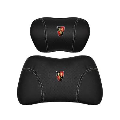 Suitable For Roewe Car Nappa Memory Foam Seat Headrest Lumbar Pillow Black 01