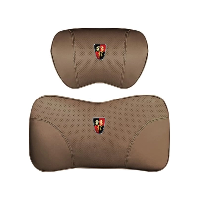 Suitable For Roewe Car Nappa Memory Foam Seat Headrest Lumbar Pillow Coffee Color 01