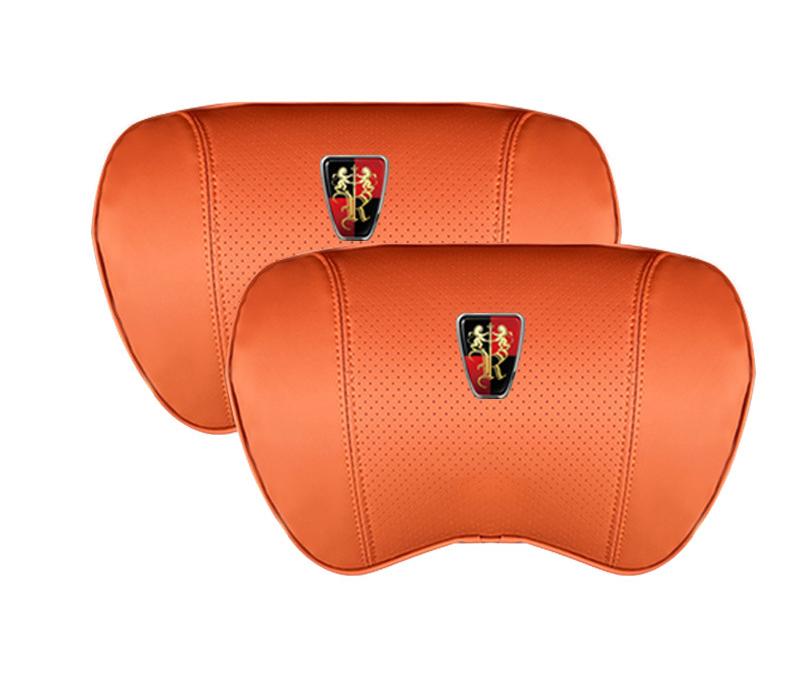 Suitable For Roewe Car Nappa Memory Foam Seat Headrest Lumbar Pillow Orange