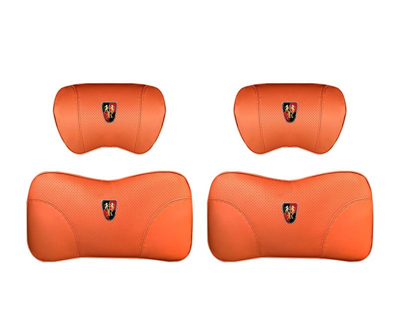 Suitable For Roewe Car Nappa Memory Foam Seat Headrest Lumbar Pillow Orange