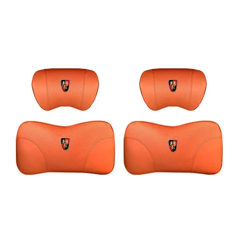 Suitable For Roewe Car Nappa Memory Foam Seat Headrest Lumbar Pillow Orange