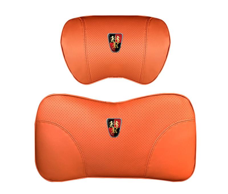Suitable For Roewe Car Nappa Memory Foam Seat Headrest Lumbar Pillow Orange