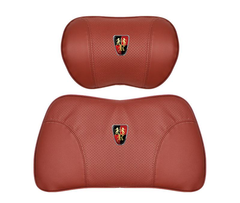 Suitable For Roewe Car Nappa Memory Foam Seat Headrest Lumbar Pillow Red