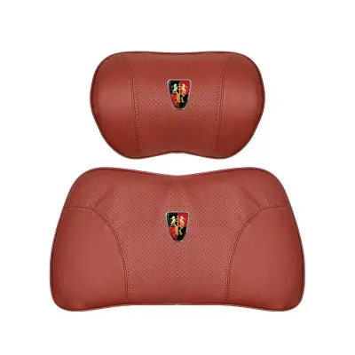 Suitable For Roewe Car Nappa Memory Foam Seat Headrest Lumbar Pillow Red 01