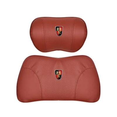 Suitable For Roewe Car Nappa Memory Foam Seat Headrest Lumbar Pillow Red 01