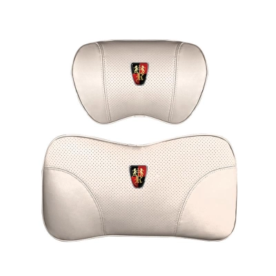 Suitable For Roewe Car Nappa Memory Foam Seat Headrest Lumbar Pillow White 01