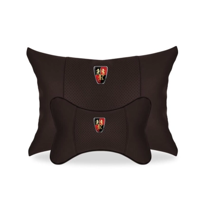 Suitable For Roewe Car Seat Headrest Lumbar Pillow Mocha Brown 01