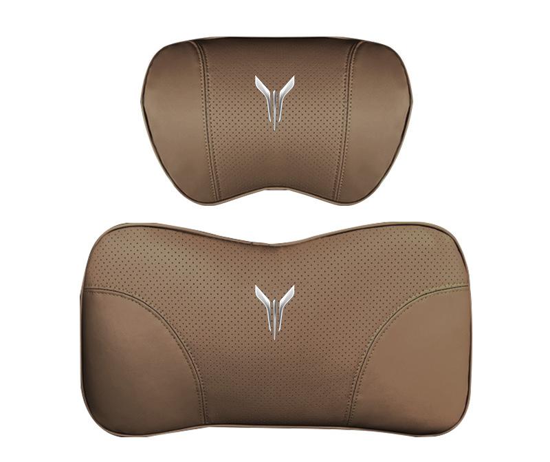 Suitable For Voyah Car Nappa Memory Foam Seat Headrest Lumbar Pillow Coffee Color