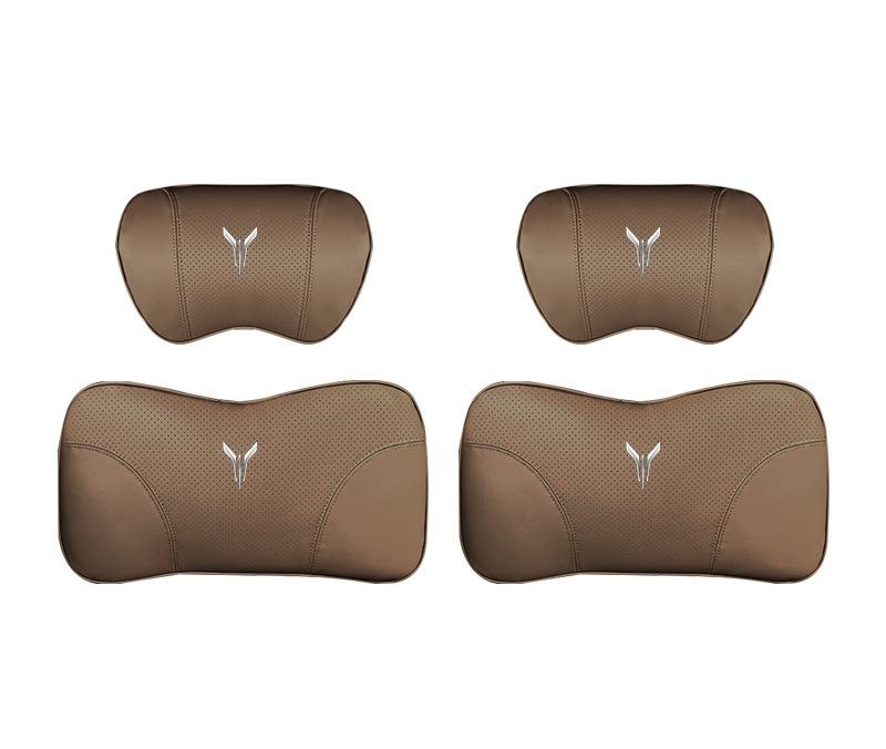 Suitable For Voyah Car Nappa Memory Foam Seat Headrest Lumbar Pillow Coffee Color