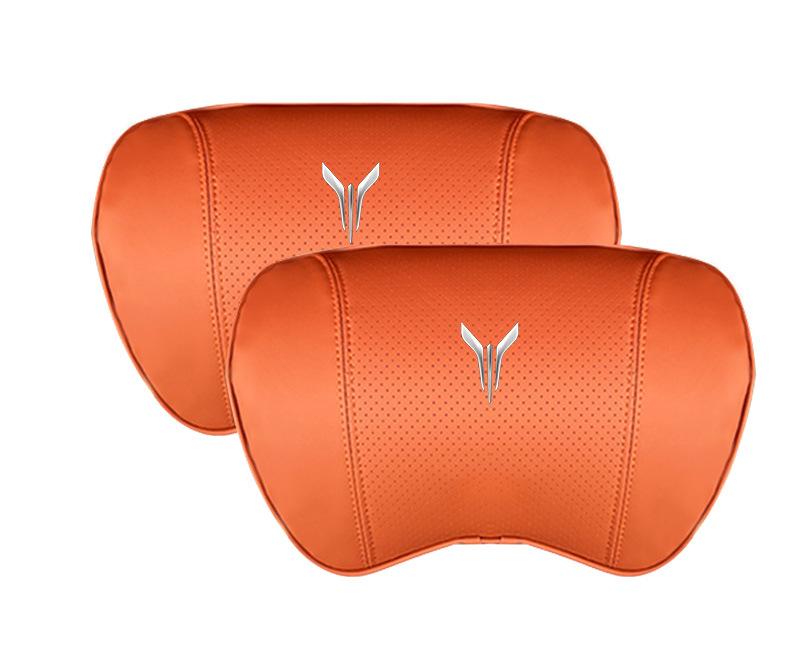 Suitable For Voyah Car Nappa Memory Foam Seat Headrest Lumbar Pillow Orange