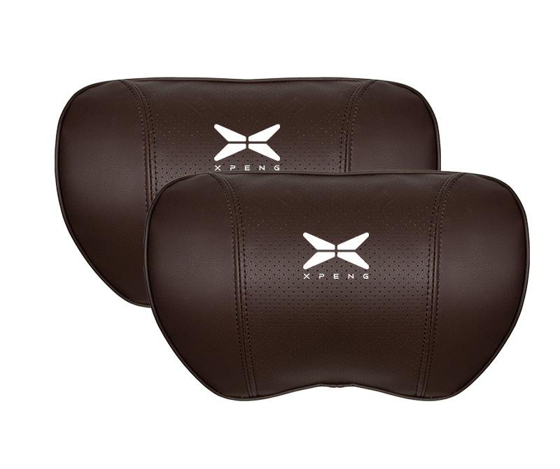 Suitable For Xpeng Car Nappa Memory Foam Seat Headrest Lumbar Pillow Brown