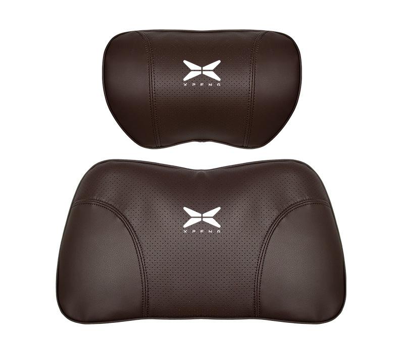 Suitable For Xpeng Car Nappa Memory Foam Seat Headrest Lumbar Pillow Brown