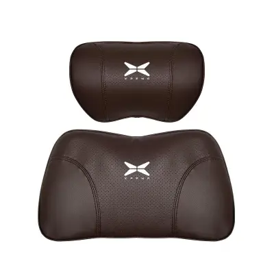 Suitable For Xpeng Car Nappa Memory Foam Seat Headrest Lumbar Pillow Brown 01