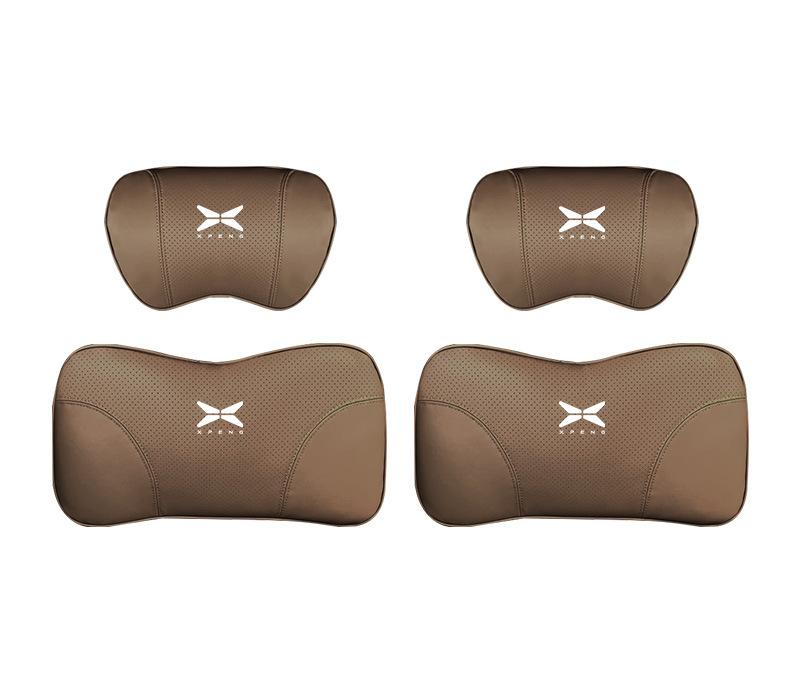 Suitable For Xpeng Car Nappa Memory Foam Seat Headrest Lumbar Pillow Coffee Color