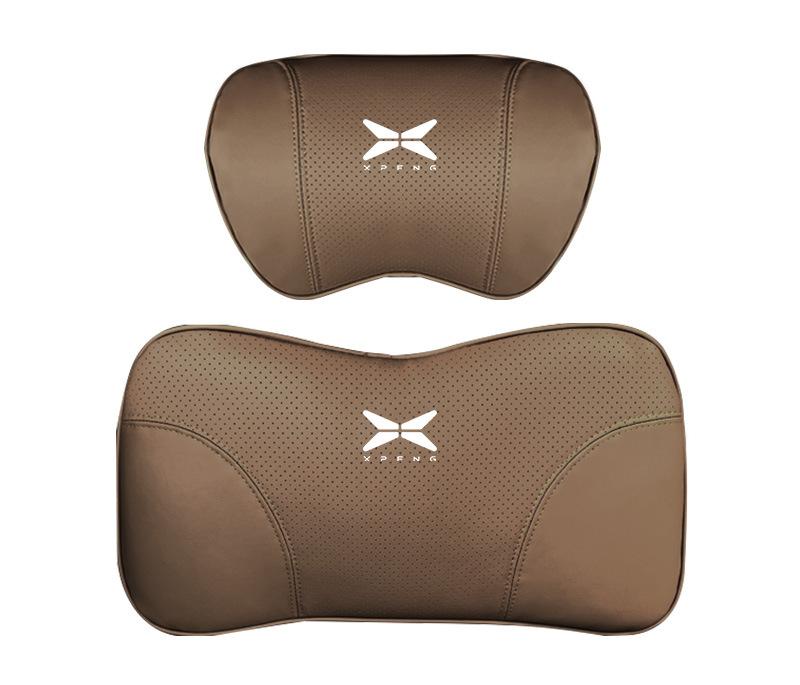 Suitable For Xpeng Car Nappa Memory Foam Seat Headrest Lumbar Pillow Coffee Color