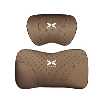 Suitable For Xpeng Car Nappa Memory Foam Seat Headrest Lumbar Pillow Coffee Color 01