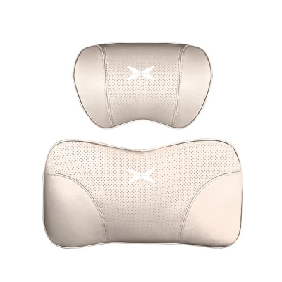 Suitable For Xpeng Car Nappa Memory Foam Seat Headrest Lumbar Pillow White 01