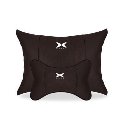Suitable For Xpeng Car Seat Headrest Lumbar Pillow Mocha Brown 01