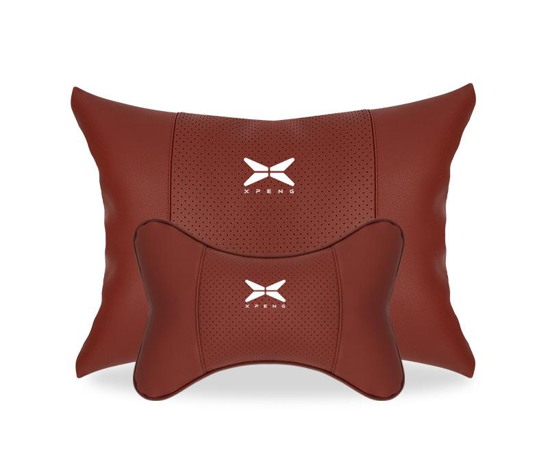 Suitable For Xpeng Car Seat Headrest Lumbar Pillow Wine Red